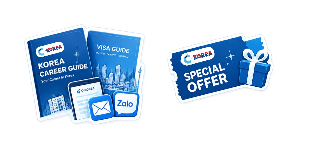 Bộ tài liệu Korea Career Guide, Visa Guide và voucher Special Offer của C-Korea