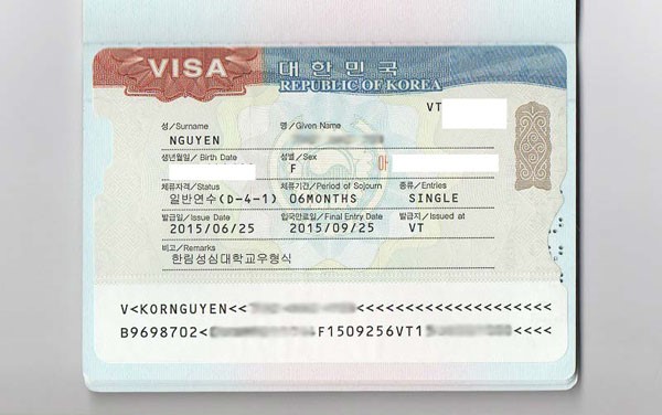 Hình 2: Tem visa cũ du học Hàn Quốc hệ tiếng Hàn D4-1